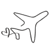 Minimalist black line drawing of an airplane with a heart, representing travel and adventure. This image serves as the logo for "Fairytale Travel Guide: Navigating Solo Travel with Kids," a blog focused on traveling solo with small children.