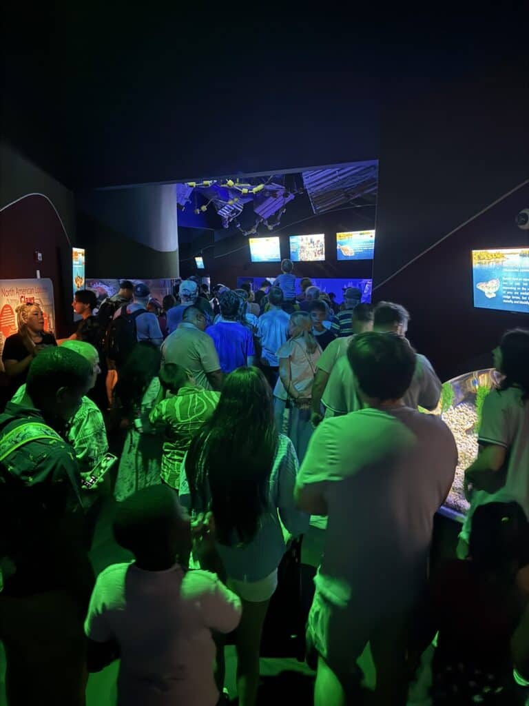 Large crowds inside Ripley’s Aquarium of Canada during our Toronto visit