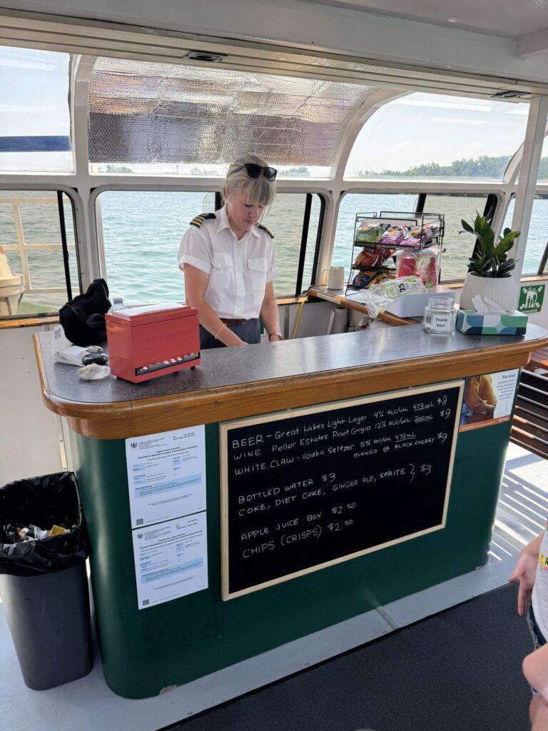 Bar and snack counter on the City Sightseeing Toronto Harbour & Islands Cruise